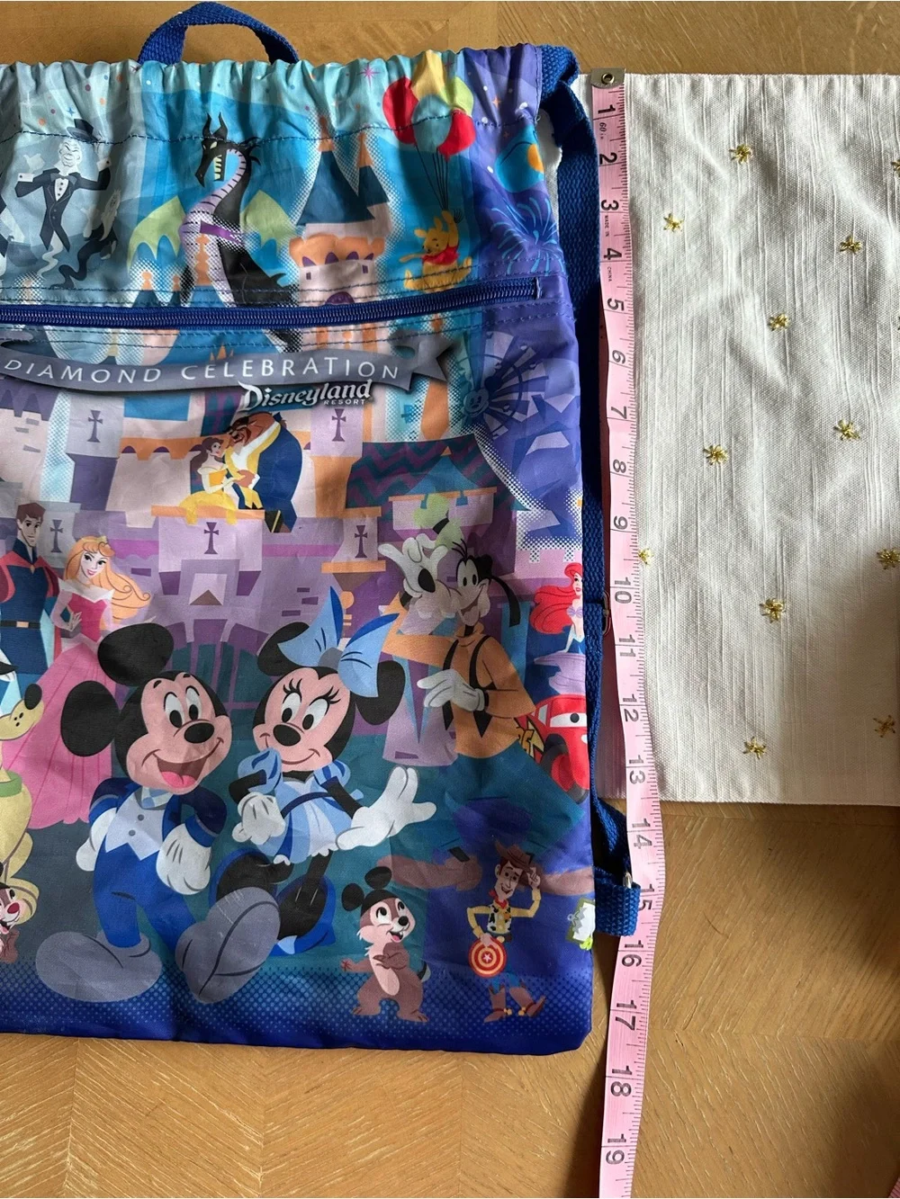 Disney Multicolor Mickey & Friends Drawstring Backpack Diamond Celebration.